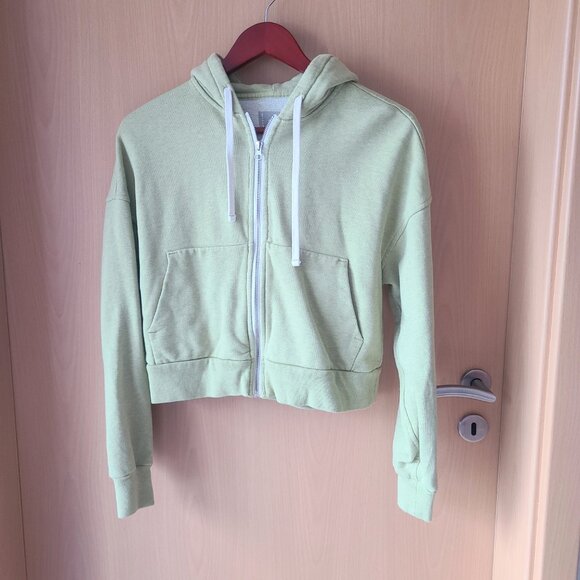 Everlane The Track Organic Cotton Hoodie Heathered Pear Green Sweatshirt - XS - Picture 5 of 10